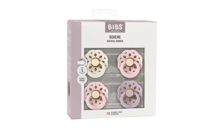 BIBS Boheme Natural Rubber Soother 4 Pack - Pink and Vanilla Mix