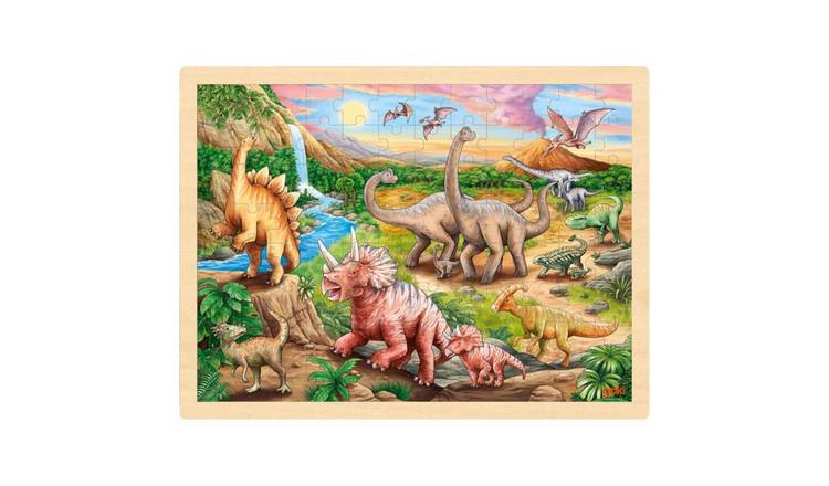 Goki Dinosaur Track 96 Piece Wooden Jigsaw Puzzle