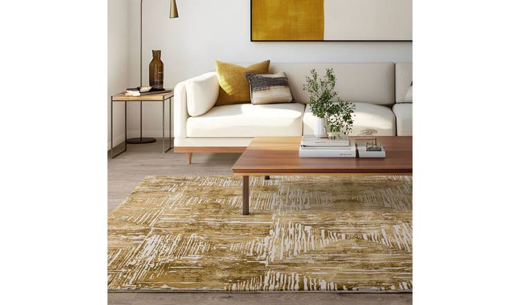 Mega Flooring Gold Modern Striped Rug - 80 x 150cm