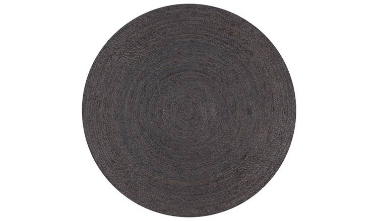 Walplus Jute Round Rug - Dark Grey - 150 cm