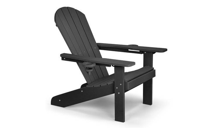 Vonhaus Westport HDPE Reclining Garden Adirondack Chair - Black