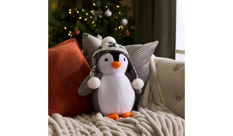 OHS Penguin Shaped Scatter Cushion - Grey - 20 x 35cm