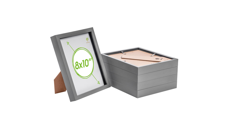 Nicola Spring 3D Box Photo Frames - 8 x 10" - 4 x 6" Mount - Grey - Pack of 5