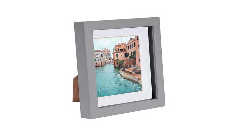 Nicola Spring 3D Box Photo Frame - 6 x 6" with Mount - Grey/White