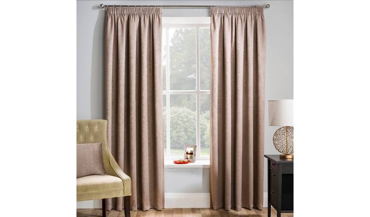 Enhanced Living Zen Thermal Pencil Pleat Curtains - 117 x 229cm - Latte