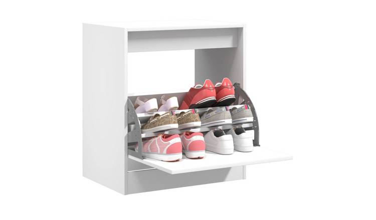Walplus Engineered Wood Shoe Cabinet - White - 60 x 42 x 69 cm