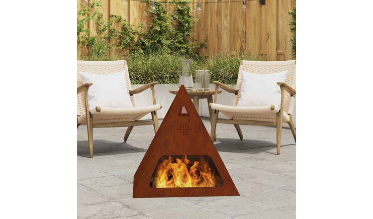 Walplus Steel Fire Pit Weathering - Brown - 50 x 50 x 51 cm
