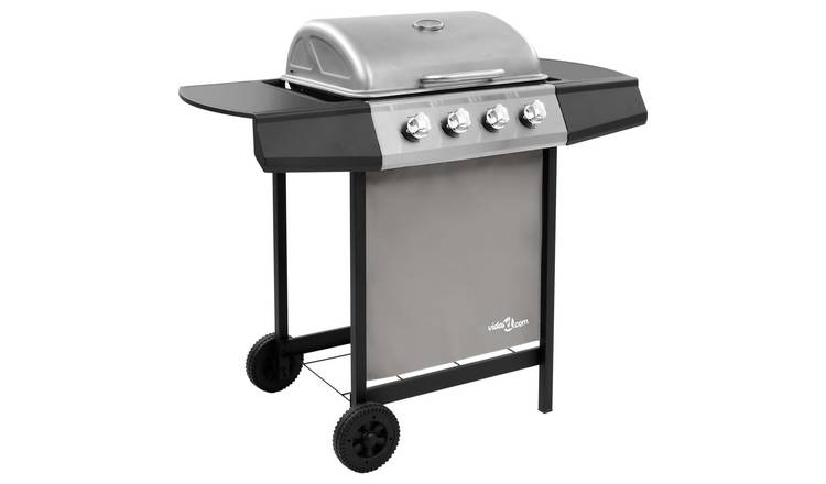 Walplus Gas BBQ Grill with 4 Burners - Black and Silver - 107.5 x 55 x 96.5 cm
