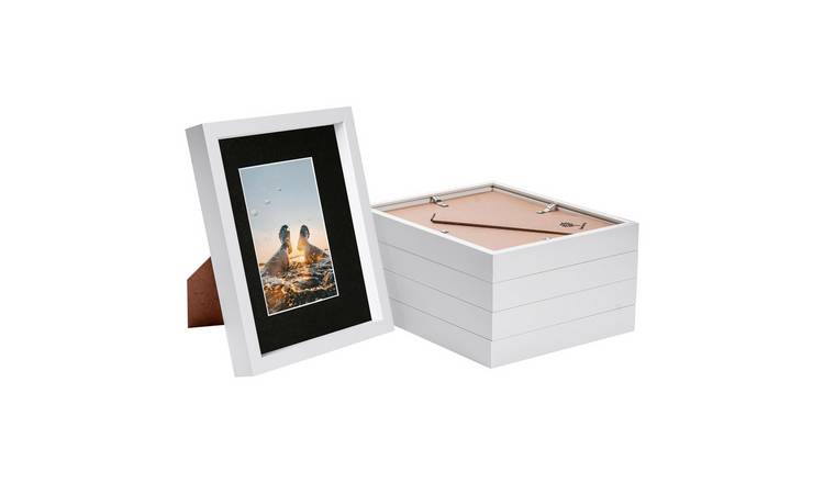 Nicola Spring 8" x 10" White 3D Box Photo Frame 4" x 6" Black Mount - Set of 5