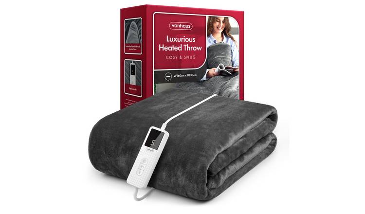 VonHaus 160x130cm 9 Heat Heated Throw Blanket - Machine Washable