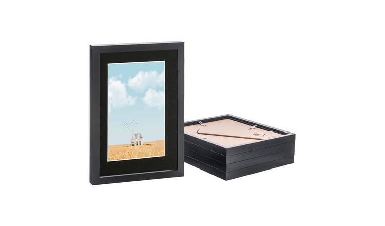 Nicola Spring A4 Photo Frame with A5 Black Mount Pack of 5 - Black