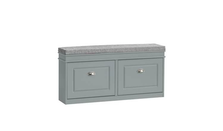 SoBuy 2 Filp Door Narrow Shoe Storage Bench - Grey