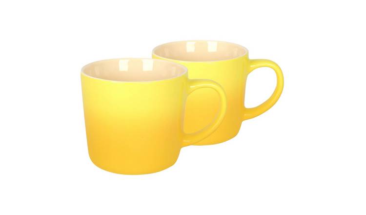 Argon Tableware 330ml New Bone China Mugs Pack of 2 - Yellow Ombre