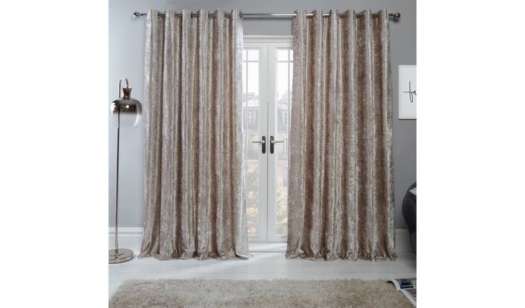 OHS Eyelet Crushed Velvet Curtains 168 x 183cm - Natural