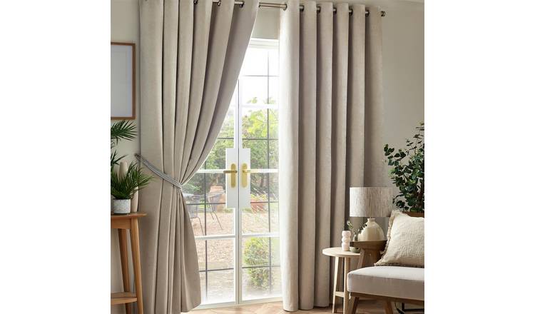 Luxury Living Chenille Blackout Eyelet Curtains 117cm x 137cm - Cream