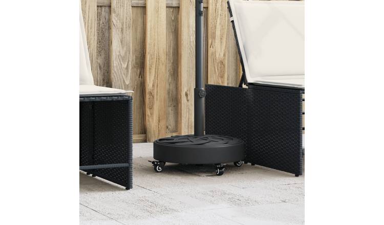 Walplus Curve Pattern Parasol Base Wheeled for 48 mm Poles - Black - 45 x 41 cm