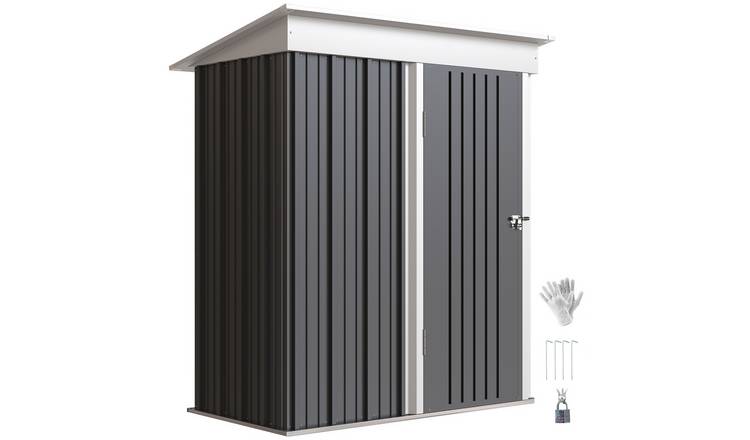 Outsunny Metal Garden Shed with Adjustable Shelf and Pent Roof - Dark Grey