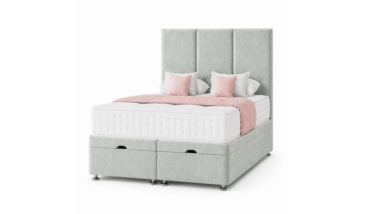 Comfy Deluxe King End‑lift Ottoman Plush Storage Bed Set - Duck Egg