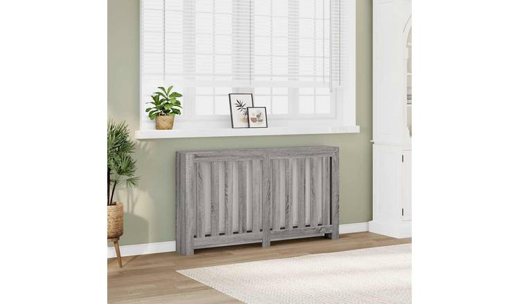 Walplus Vertical Slats Radiator Cover - Grey Sonoma - 149 x 20 x 82 cm