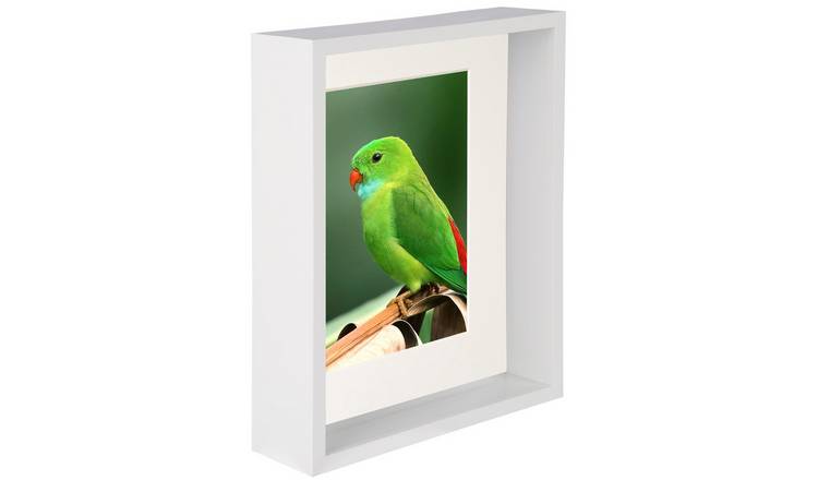 Nicola Spring 3D Deep Box Photo Frame - 8" x 10" with Mount - White/Ivory
