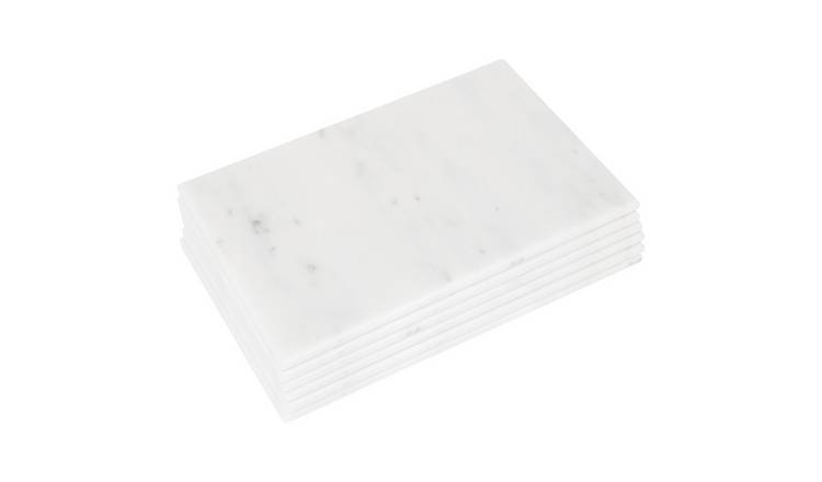 Argon Tableware Rectangle Marble Placemats Pack of 6 - White