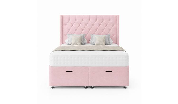 Comfy Deluxe Zoro 3ft Single Plush Velvet End Lift Ottoman Bed Set - Pink