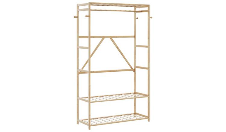 Walplus Bamboo Clothes Rack with Shelves - 110 x 40 x 175 cm