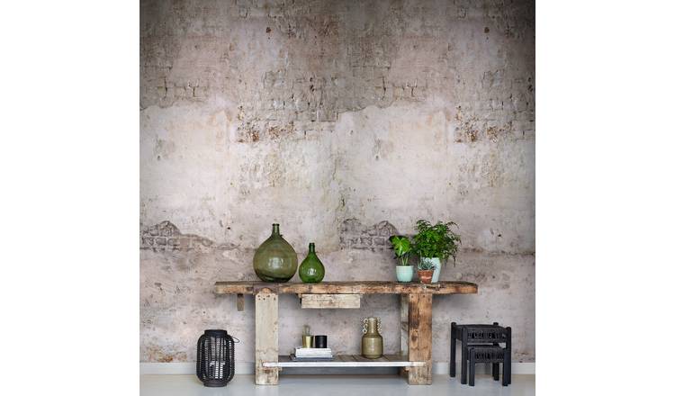 Grandeco Rustic Brick 3 lane Repeatable Textured Wallpaper Mural  - Neutral