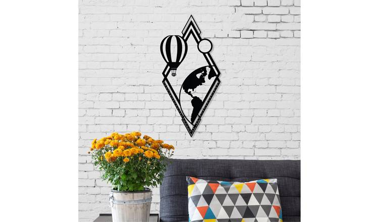 Decortie Metal Wall Art Metal Matte Black Hanging Decoration - Black