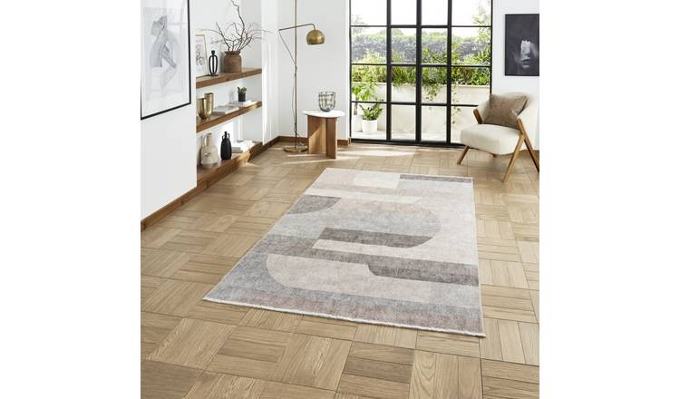 Mega Flooring Beige Modern Geometric Rug - 60 x 170cm