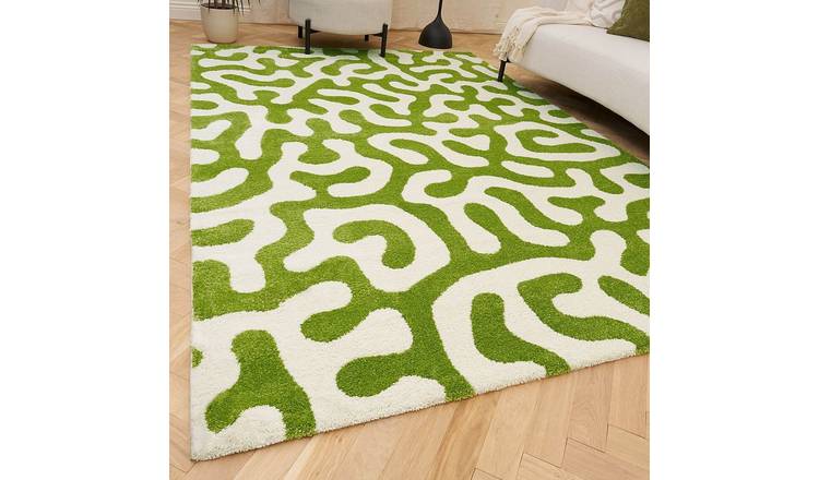 The Rugs Green and White Joli Abstract Rug - 80 x 150cm