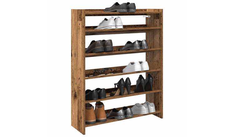 Walplus Engineered Wood Shoe Rack - Old Wood - 80 x 25 x 100 cm