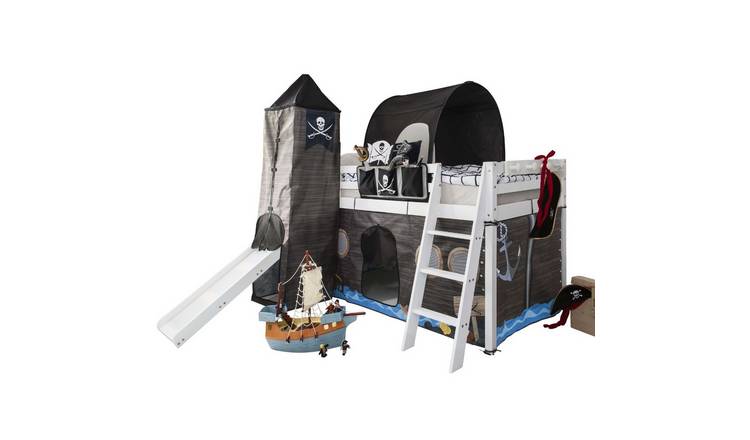 Noa & Nani Moro Midsleeper Cabin Bed With Slide & Pirate Hideaway Tent Package -