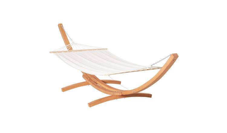Outsunny Wooden Hammock with Stand - White