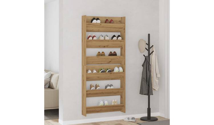 Walplus Pack of 2 Engineered Wood Shoe Cabinet - Artisan Oak - 80 x 18 x 90 cm