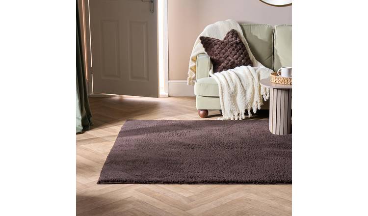 OHS Cosy Teddy Non-Slip Rug - 120 x 170cm - Brown