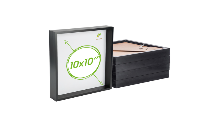 Nicola Spring 3D Deep Box Photo Frames - 10 x 10" - Set of 5 - Black