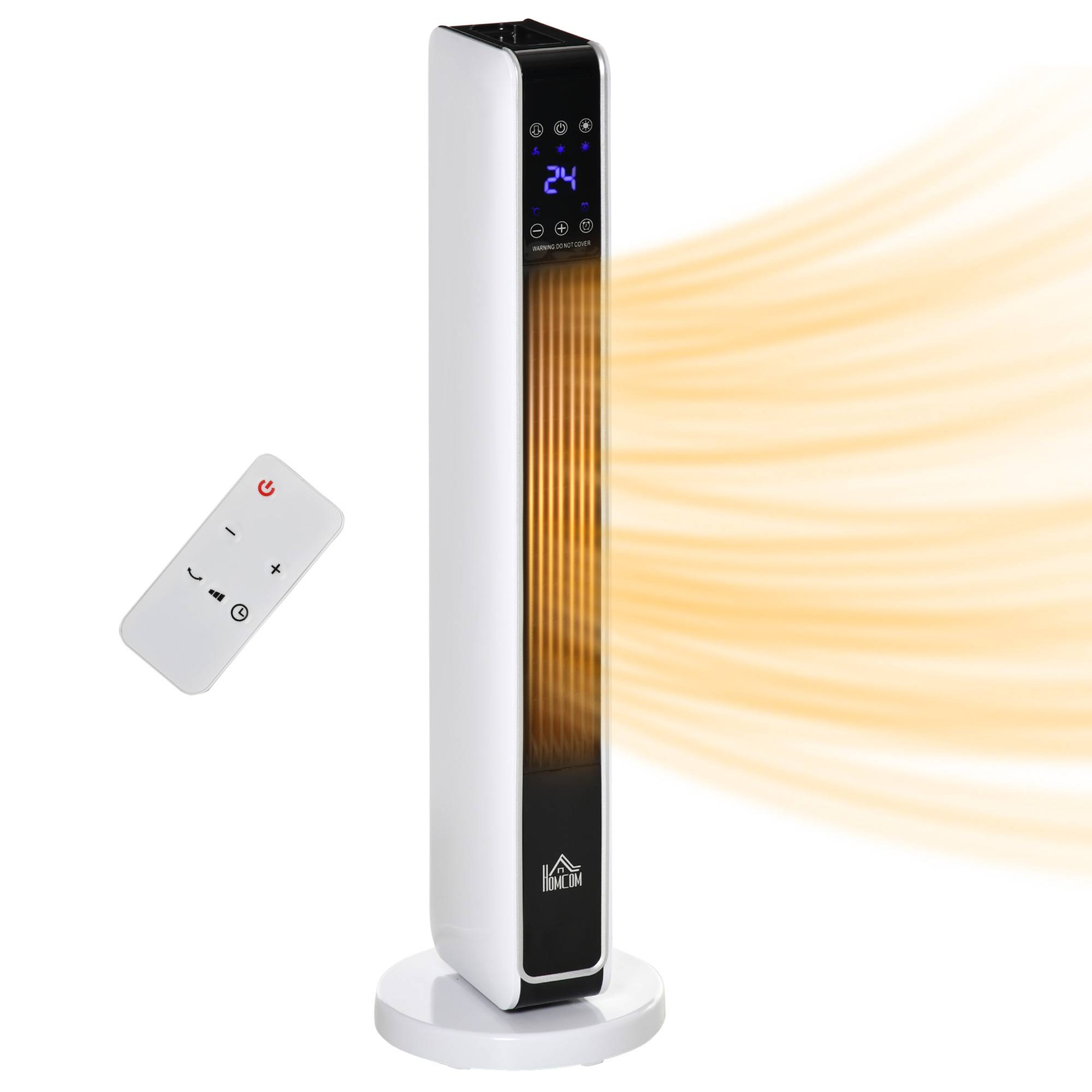 HOMCOM Electric Space Heater with Oscillation and Timer - White - Image 1