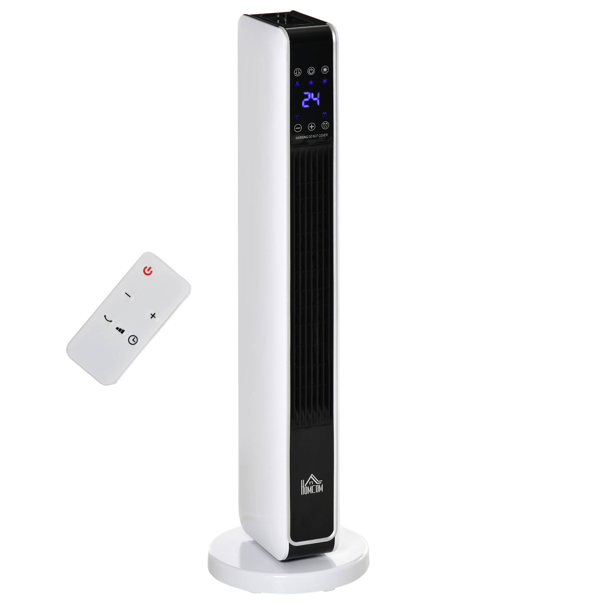 HOMCOM Electric Space Heater with Oscillation and Timer - White - Image 2
