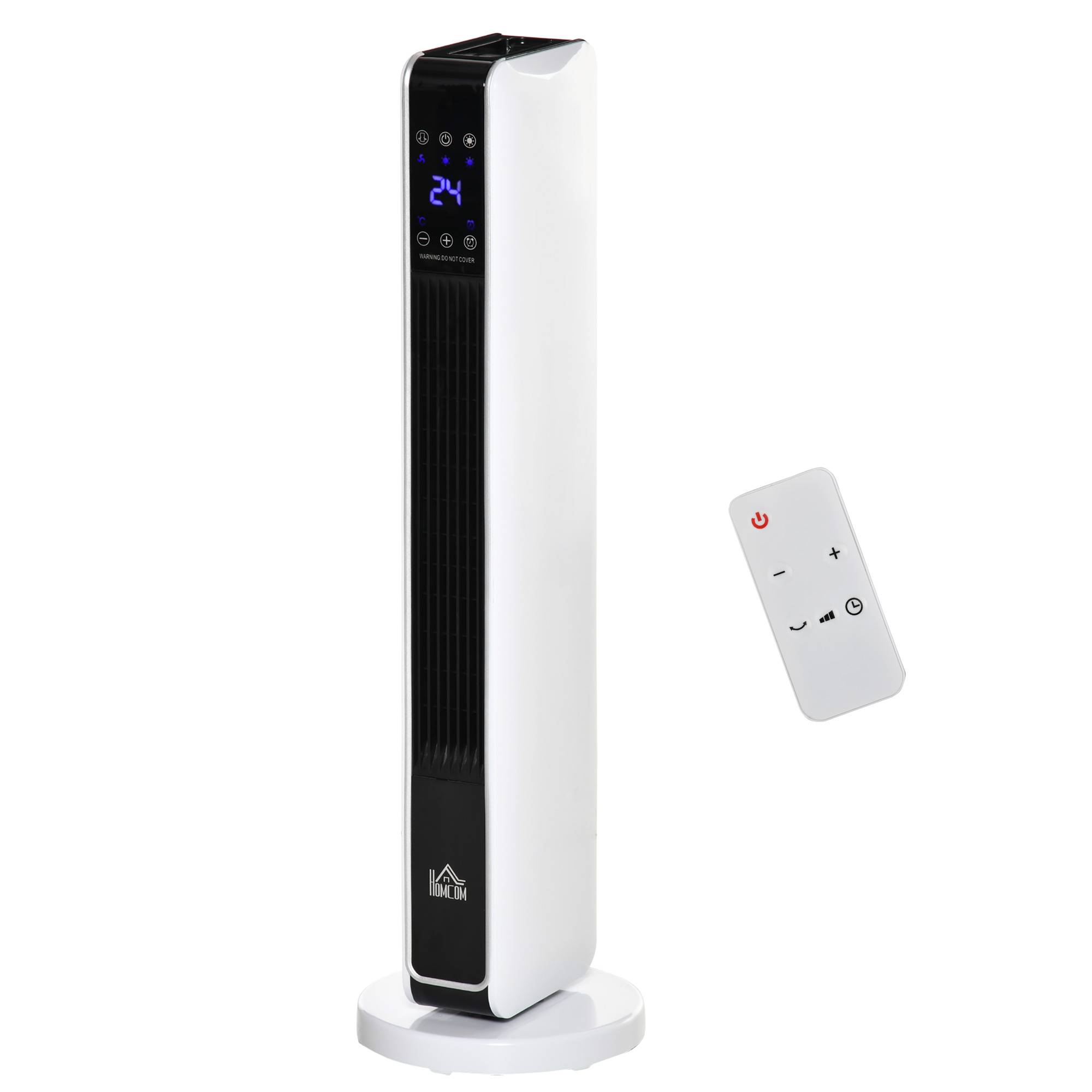 HOMCOM Electric Space Heater with Oscillation and Timer - White - Image 3