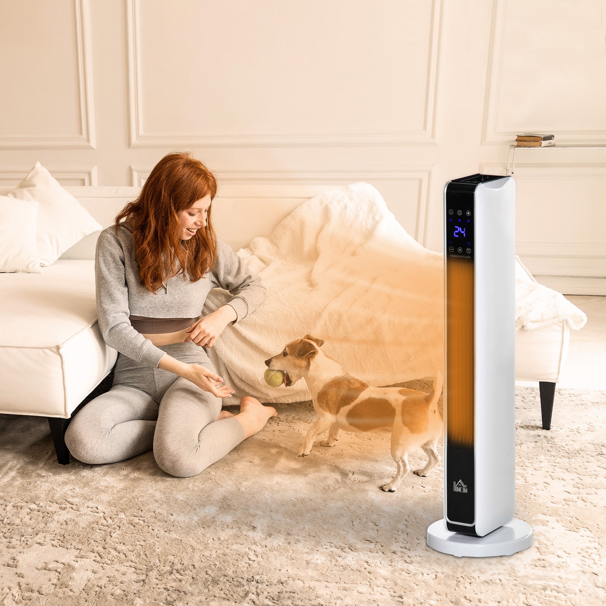 HOMCOM Electric Space Heater with Oscillation and Timer - White - Image 6