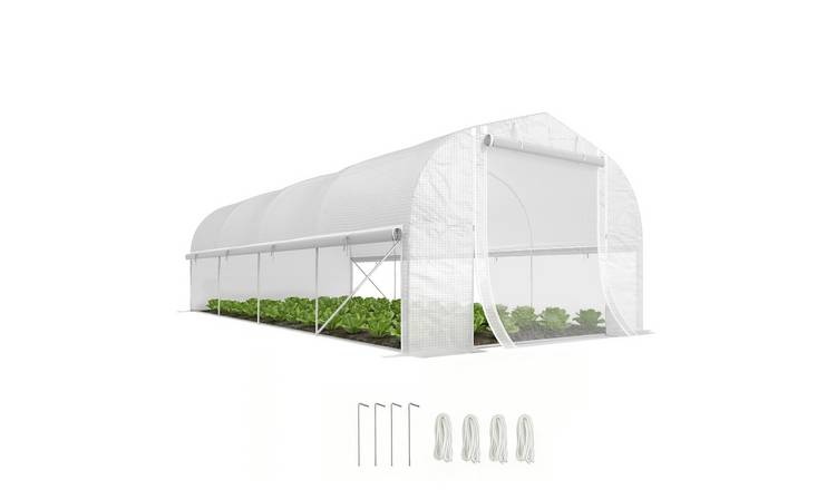 Outsunny Polytunnel Greenhouse with PE Cover - White