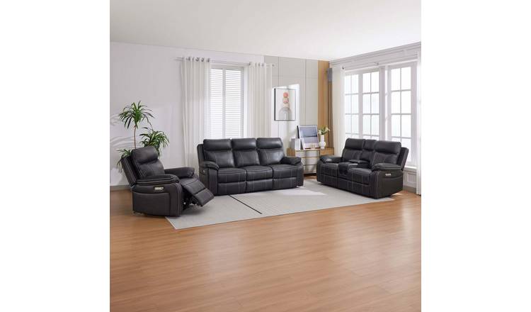 Furniture Online Vinson Electric Recliner 1+2+3 Seater Sofa Set - Charcoal