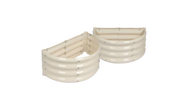 Harbour Housewares Semicircular Raised Garden Beds 60cm x 30cm Ivory - Pack of 2