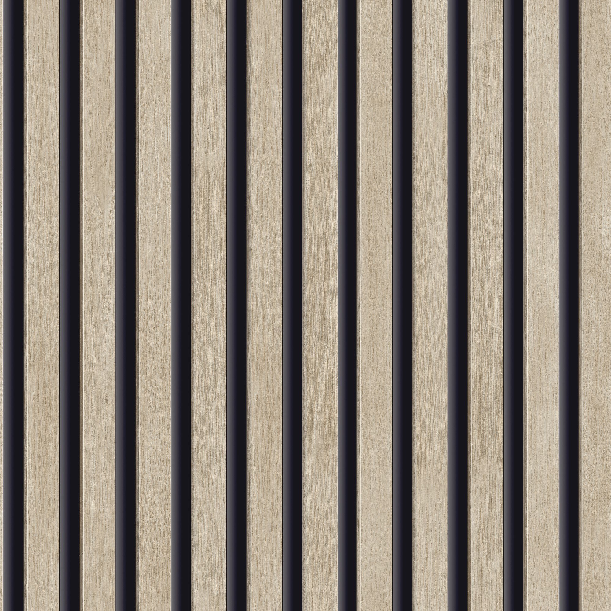 Grandeco Hermes Wood Slat Panel 3D Realistic Effect Textured Wallpaper - Beech - Image 2