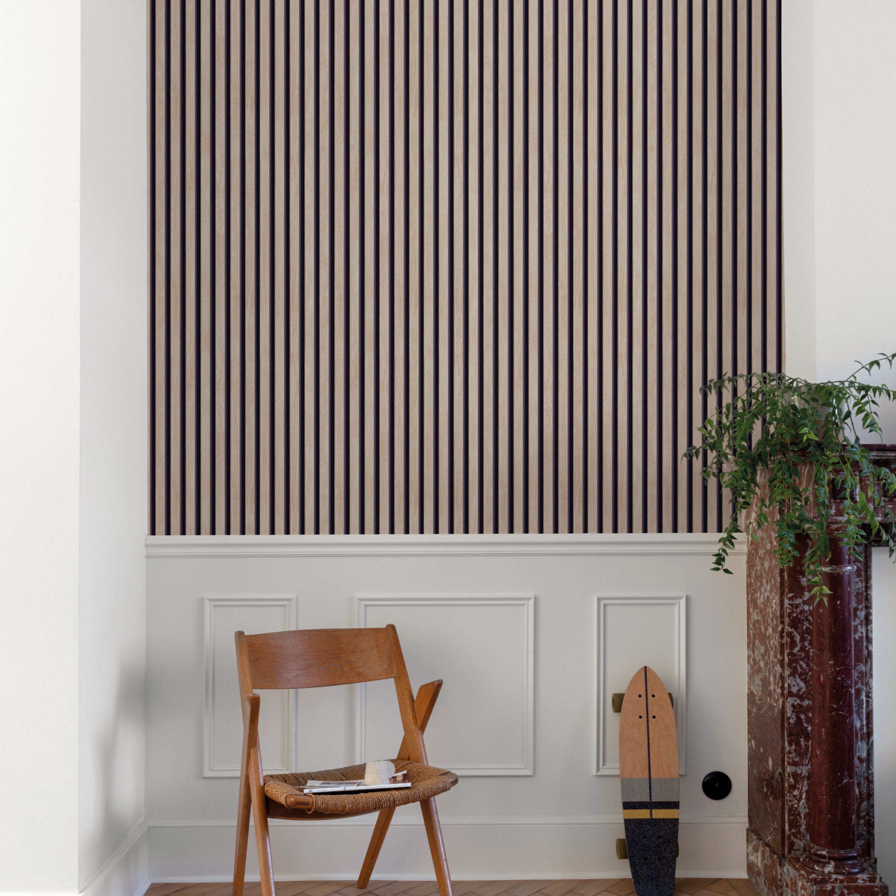 Grandeco Hermes Wood Slat Panel 3D Realistic Effect Textured Wallpaper - Beech - Image 3