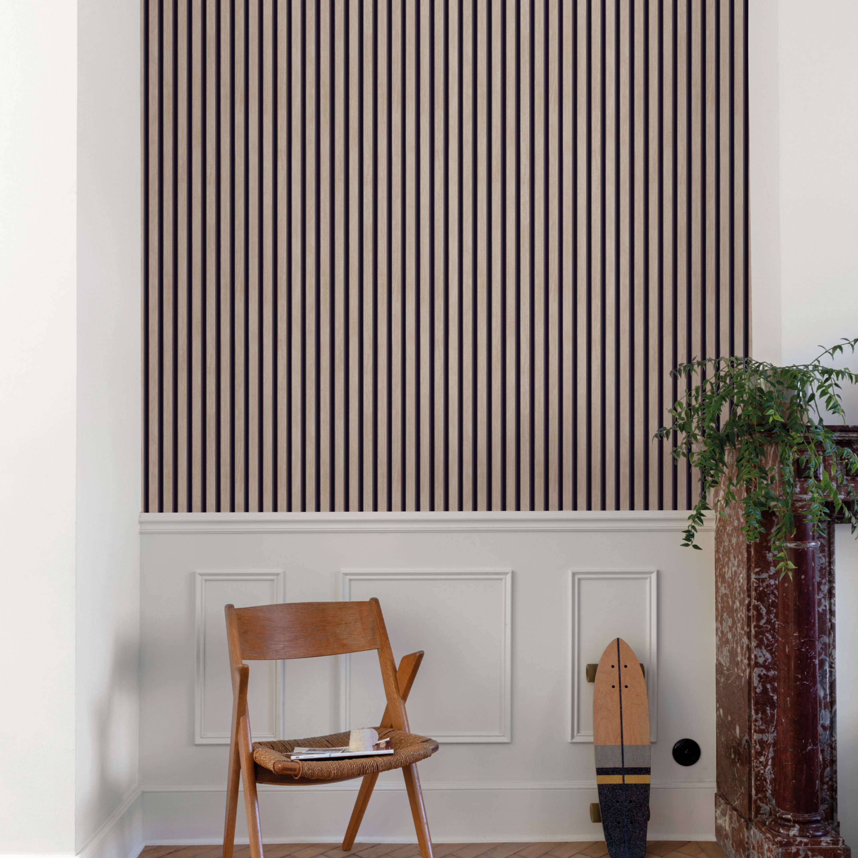 Grandeco Hermes Wood Slat Panel 3D Realistic Effect Textured Wallpaper - Beech - Image 3