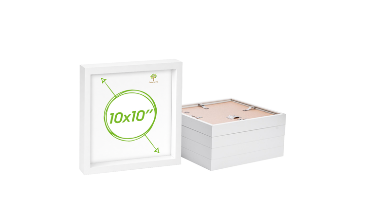 Nicola Spring 3D Box Photo Frames - 10 x 10" - Set of 5 - White