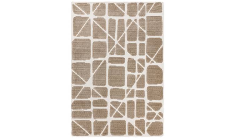 Mega Flooring Beige Modern Geometric Rug - 80 x 150cm