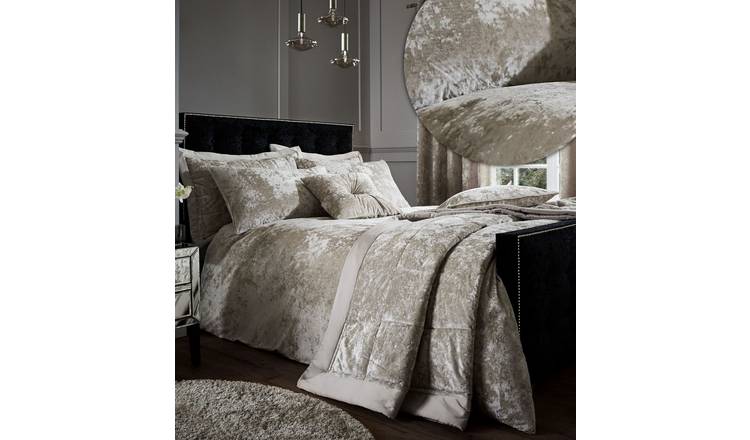 Catherine Lansfield Crushed Velvet Duvet Cover Set - Double - Natural